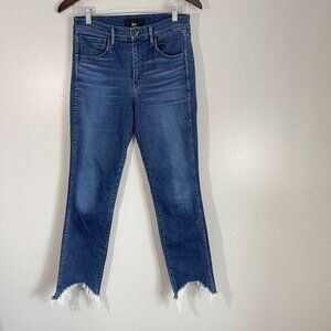 3x1 NYC Chewed Raw Hem Skinny Jeans Women's Size 28 High Rise Denim Blue